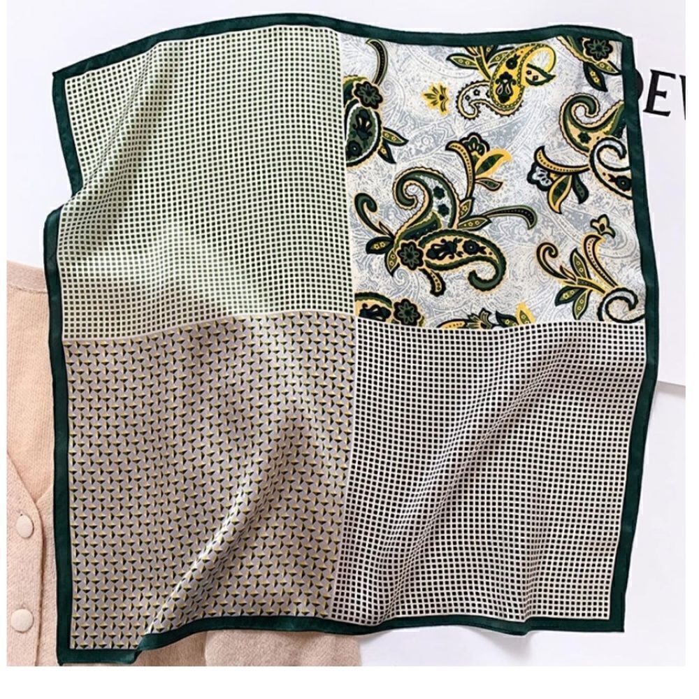 Green Paisley Silk Scarf
